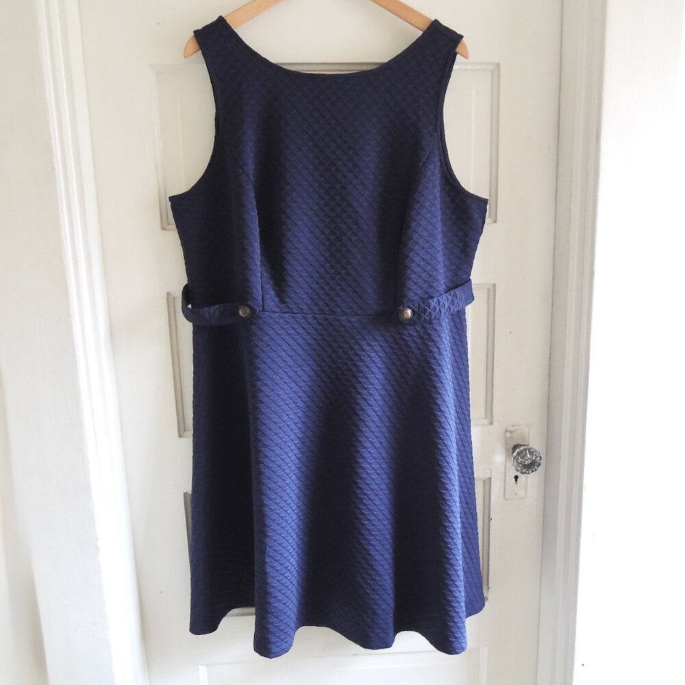 Modcloth Navy Blue So Sixties Signature Textured Sleeveless Retro Dress 1X